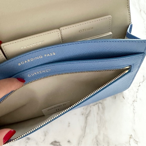 SMYTHSON Marshall Travel Wallet in Panama Blue - Picture 6 of 14